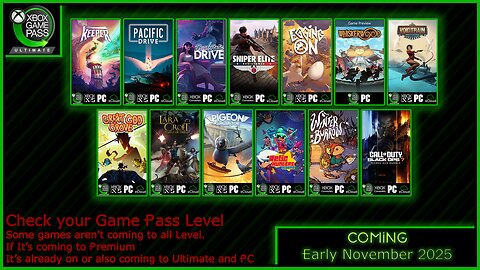 Coming to Xbox Game Pass Early November 2025
