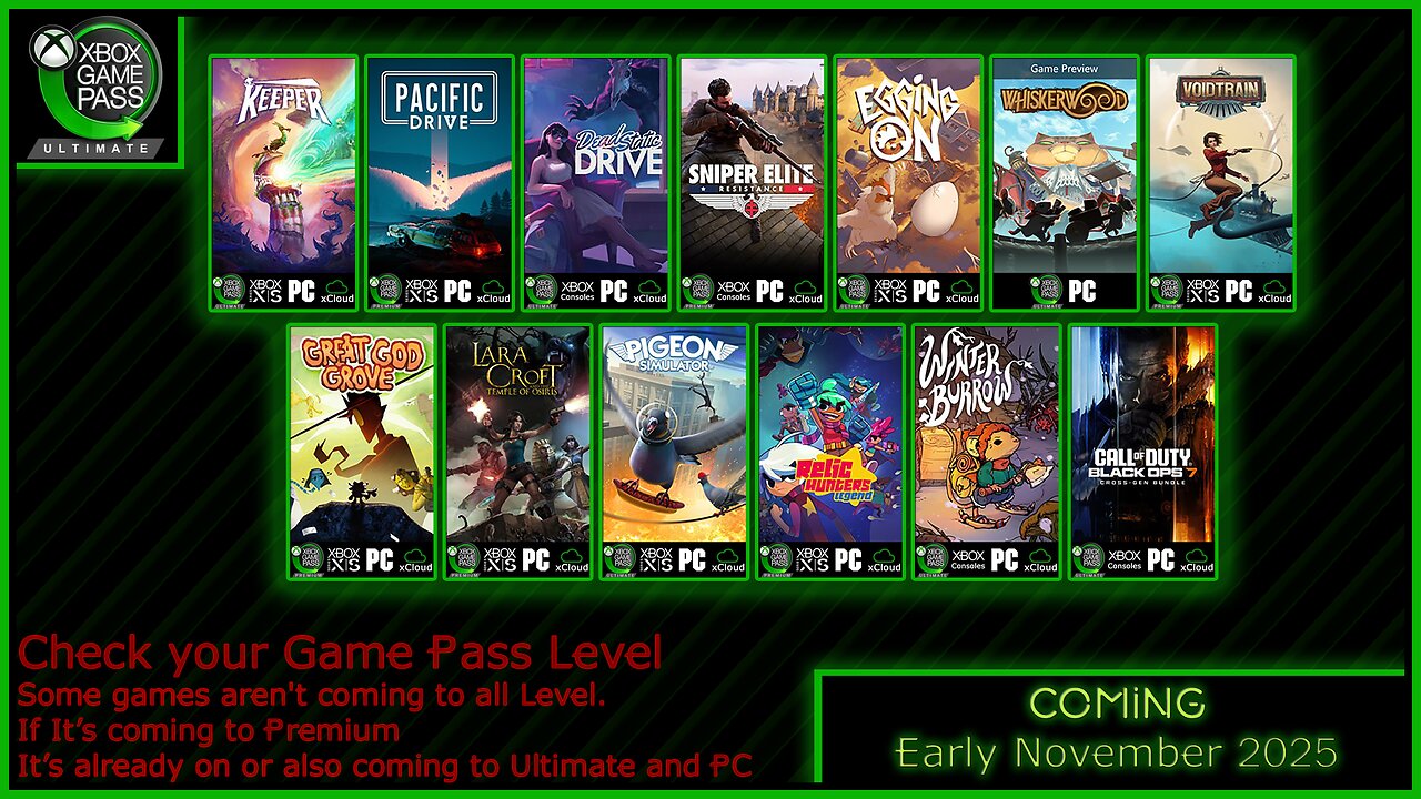 Coming to Xbox Game Pass Early November 2025