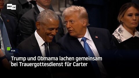Trump und Obama lachen gemeinsam bei Trauergottesdienst für Carter