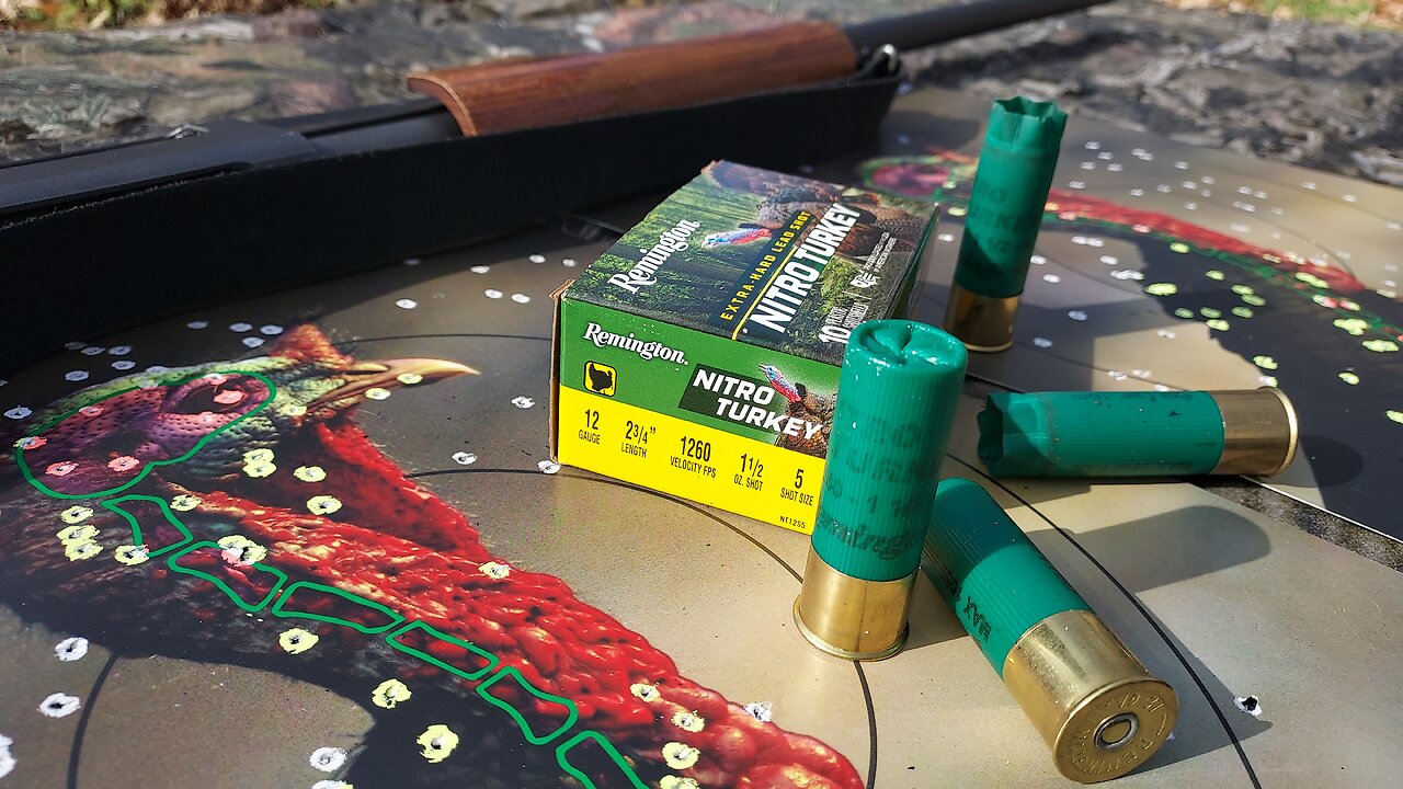 Evaluating Remington's Nitro Turkey Loads, 12 gauge in 2.75" shells loaded with No. 5s.