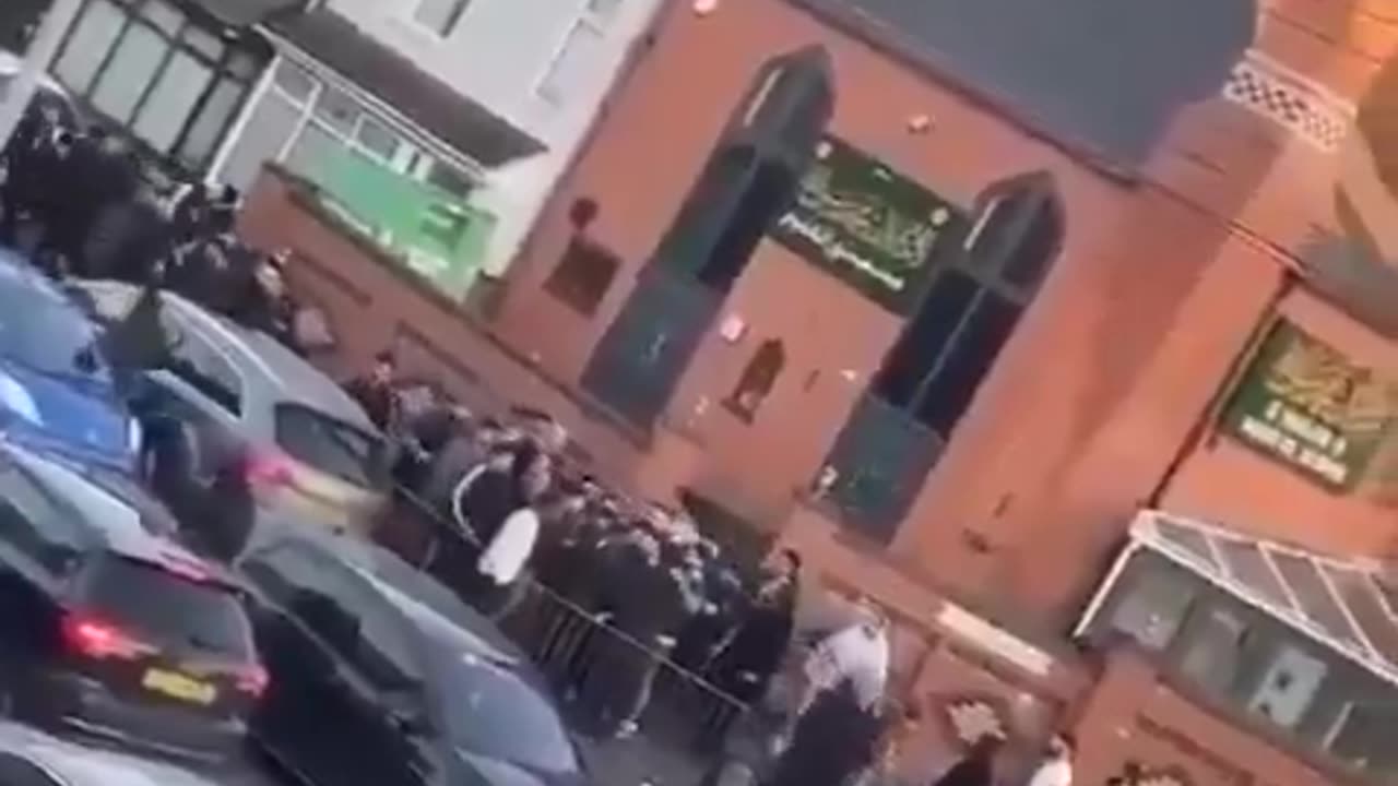 Armed mobs of locals brawl outside a Mosque in Small Heath, Birmingham during