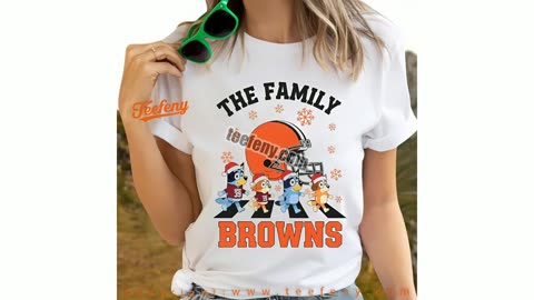 Cleveland Browns Bluey Family Christmas Snowflake Shirt Cotton