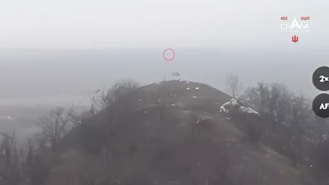 Russian flag near Pokrovsk: Ukrainians waste a drone to shoot it down. 😂