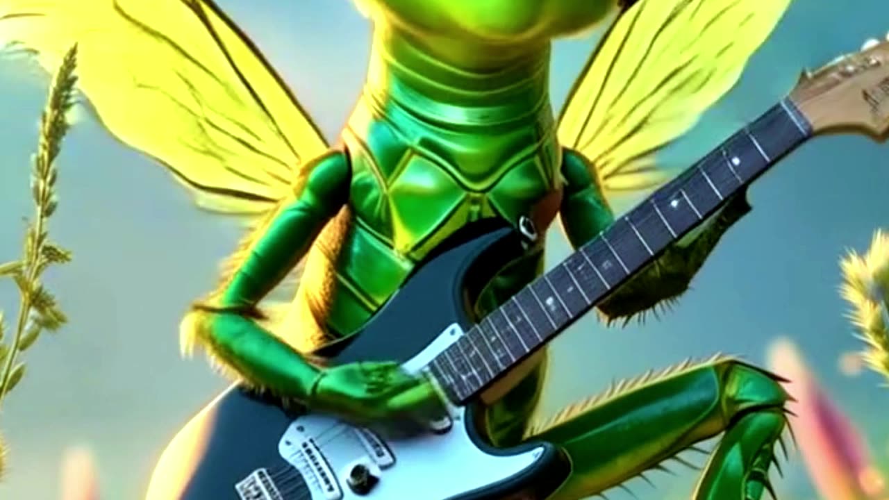 GrassHopper Playing Guitar And Vibing #ai #guitar #grasshopper #funny #funnyvideo #funnyshorts