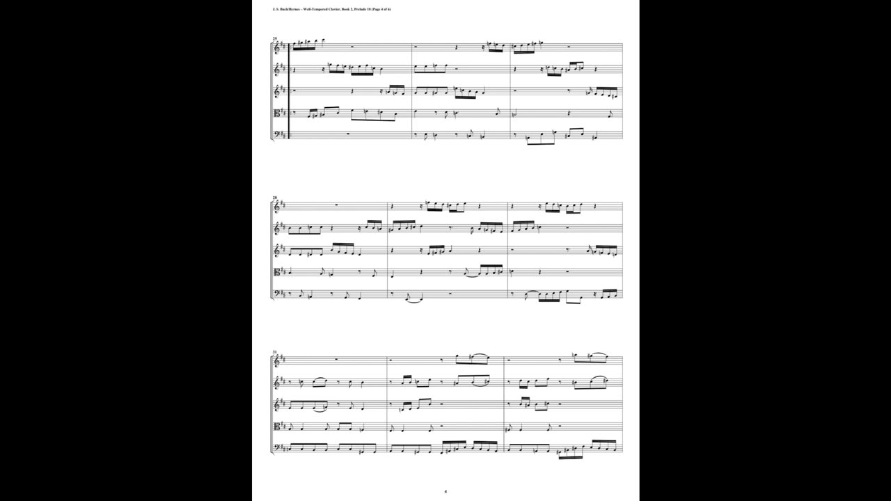 J.S. Bach - Well-Tempered Clavier: Part 2 - Prelude 18 (String Quintet)
