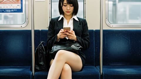 Front-Seat Temptation in Tokyo_ Black Stockings Businesswoman 👠🖤 
