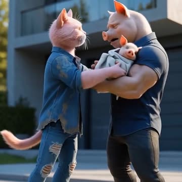 Cat love pig story ❤️ romantic