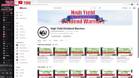 High Yield Dividend Warriors Tuesday Night Live 13 May Portfolio up $10k to $188k