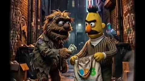 Sesame Street turned into Skid Row after PBS lost its funding.