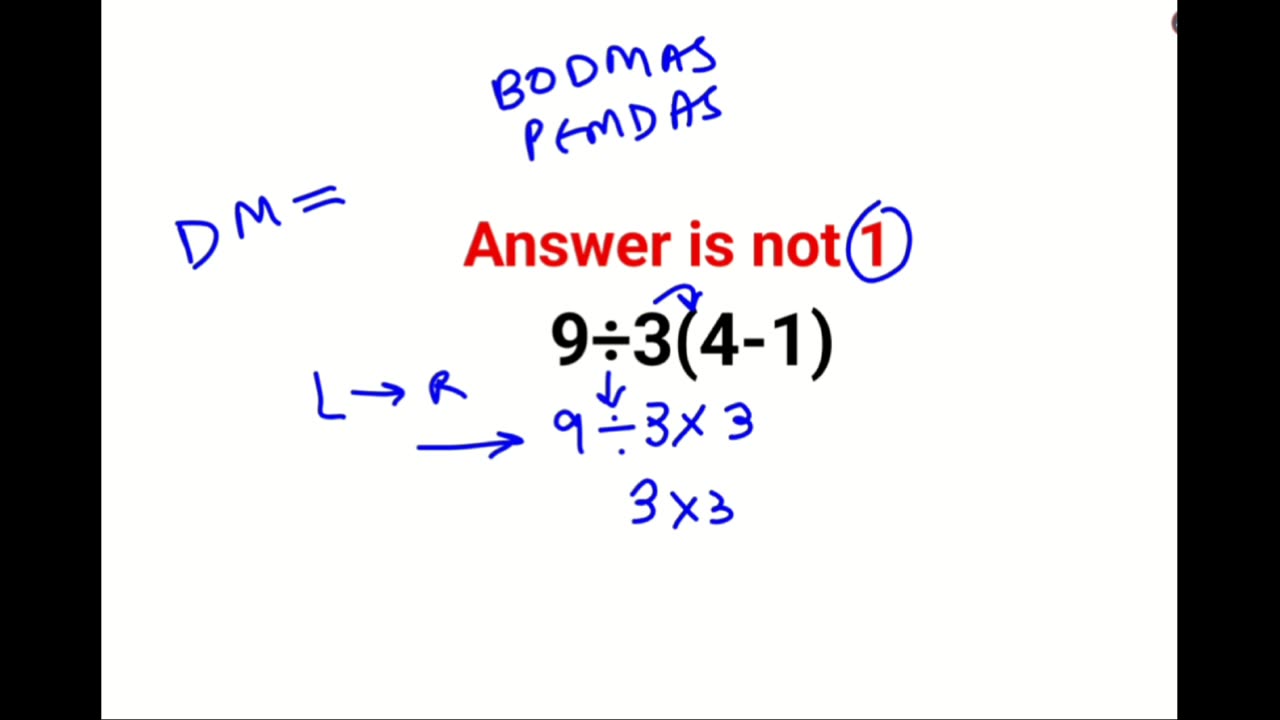 9÷3(4-1) The answer is not 1. 99% failed! Can you do it? #math #logicalstation #explore