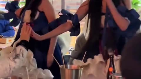 Chinese beautiful girls dancing for customers. #008