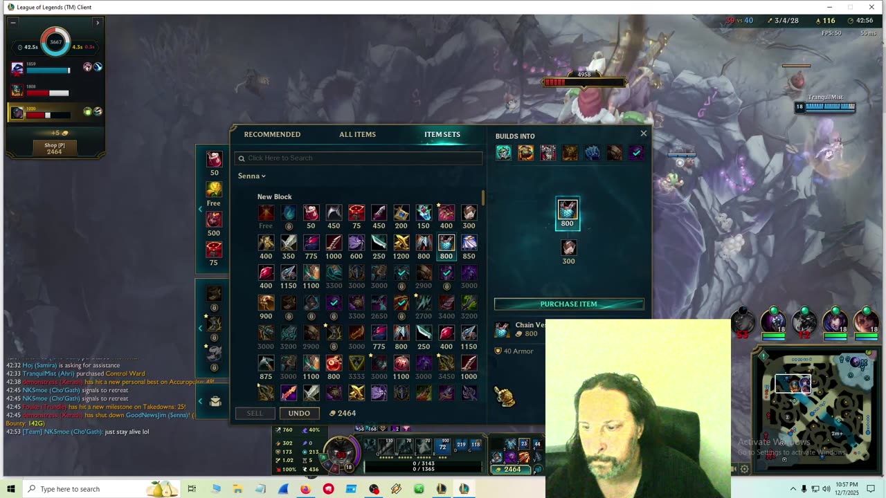 53:11 Senna game vs Loss Traders. They gave up loss trading. They lost at loss trading. 240+stacks