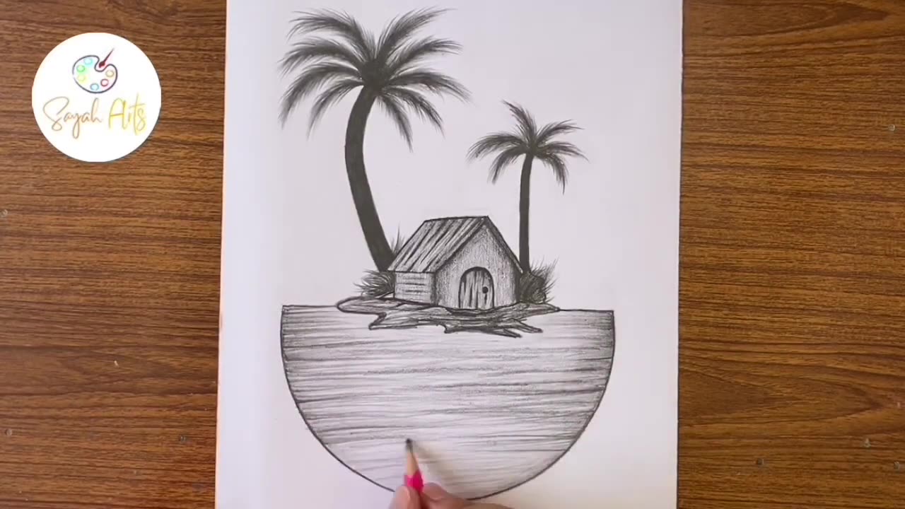 Easy landscape drawing for kids and beginners