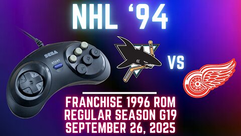 NHL '94 Franchise League (1996) - Sharks (Len) at Red Wings (FlamShelter) {Genesis} Game 19