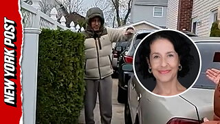 An unidentified man outside the Huntington home of 83-year-old Maria Delgado says he is 'proud of her'