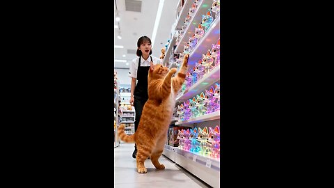 🦊✨ Cute Cat Shows Off The Colorful Neon Fox Toys At The Store #hmminds
