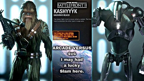 XB1X Star Wars Battlefront 2 G305, 2P local splitscreen Arcade on Kachirho Beach, Wookie Warrior!