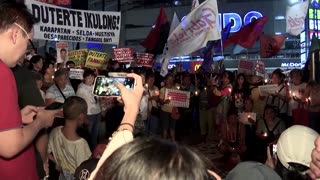 Filipino's affected by drug war hold vigil after Duterte's arrest