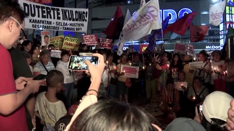 Filipino's affected by drug war hold vigil after Duterte's arrest