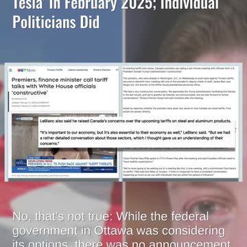Fact Check: Canadian Government Did NOT Threaten '100% Tariff On Tesla' In February 2025