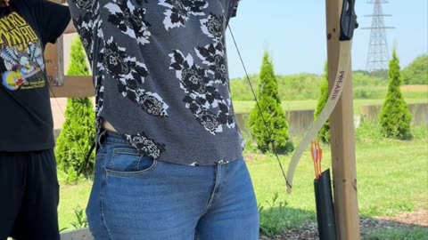 🏹 With steady hands and calm breath, she lets her arrow fly — and strikes a TRIPLE BULLSEYE! ⚡
