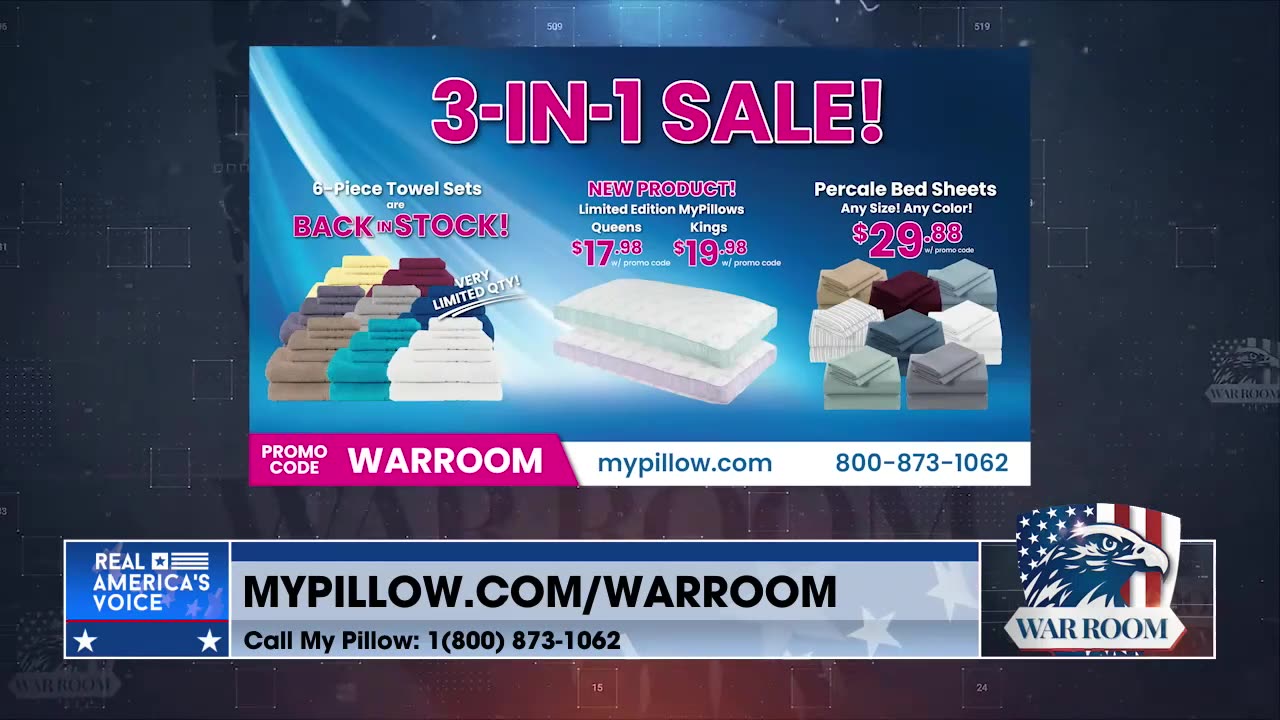 3-In-1 Sale Exclusively For The WarRoom Posse! Order Now At MyPillow.com/warroom