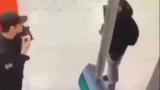 Dude Sucker Punches a Security Guard and Then Gets Eliminated With a Vicious Spinning Kick