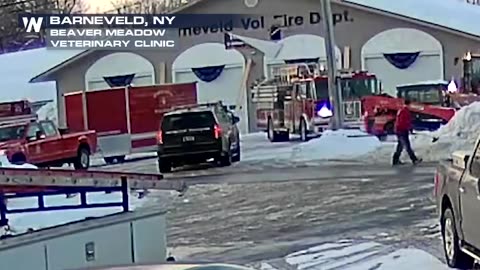 New York fire station collapses under the weight of heavy snow there were no injuries reported