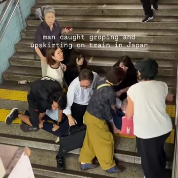 Man caught GROPING & Upskirting on steps in Japan - Busted!