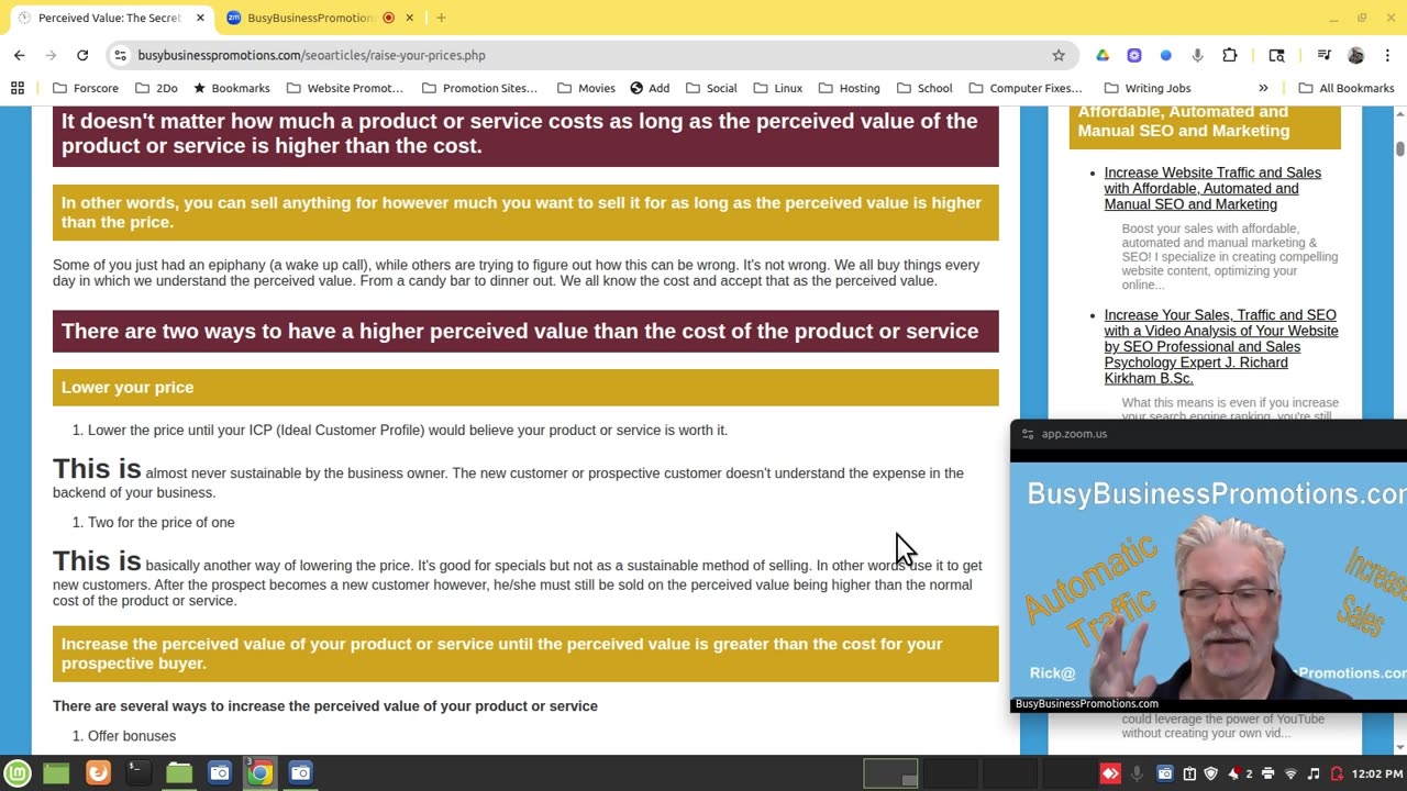 Perceived Value: The Secret to Higher Prices and Increasing Sales by BusyBusinessPromotions com