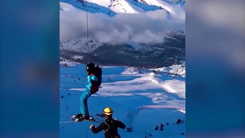Skiers rescued from chairlift in the French Alps