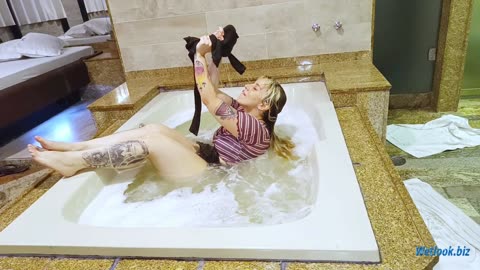 Wetlook girl stockings