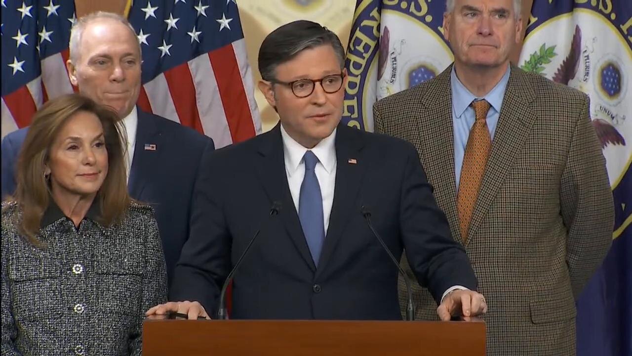 Mike Johnson holds press conference before vote on Epstein files release - November 18, 2025