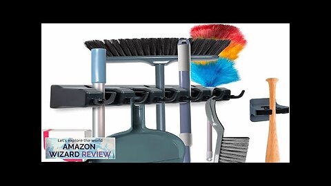 Combo 5 Slot Broom Holder w/ 1 Self Adhesive Mop Gripper No-Drilling Review