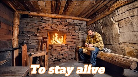 Build a survival shelter from rocks and wood