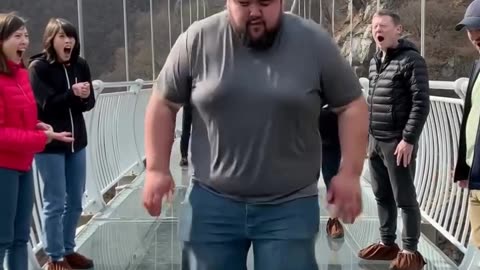 When you realize the bridge is made of GLASS #ViralVideo #FunnyReel #ScaryMoments #GlassBridge