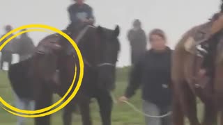 Mujer asusta a propósito a un caballo y el niño que lo montaba termina cayendo