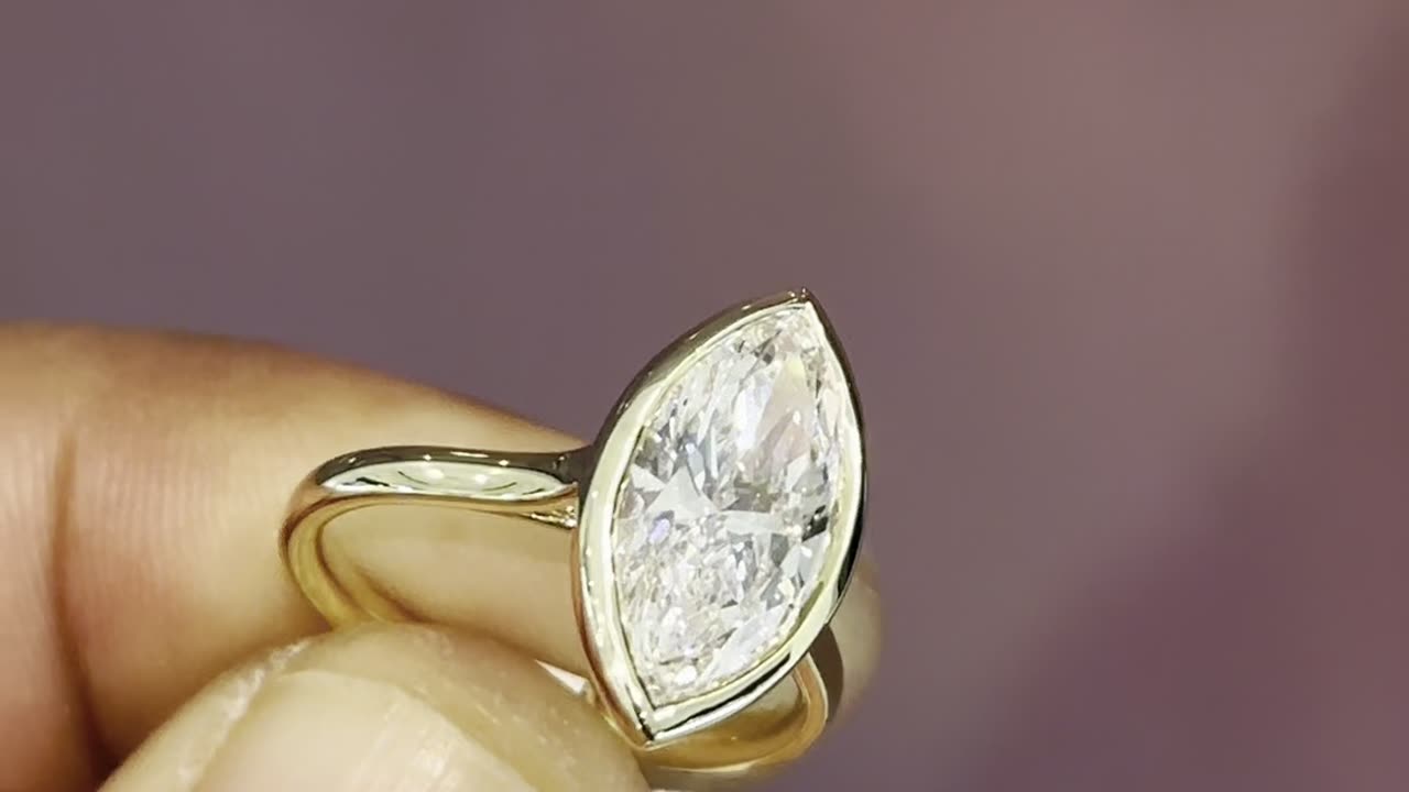 14K Gold & Lab Grown Marquis Diamond Ring