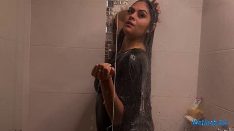 Sabrina Gets Soaked in Barbie Top & Leggings | Wetlook Shower & Balcony Vibes