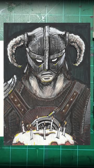 Dragonborn get's his Sweet Roll 🎂 #drawing #shortvideo #shorts