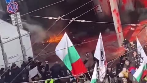 Bulgarians Burning EU Office in Sofia