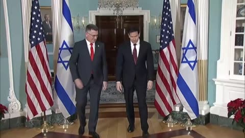 U.S. Secretary of State Marco Rubio Greets Israel’s FM Gideon Sa’ar at the State Department.