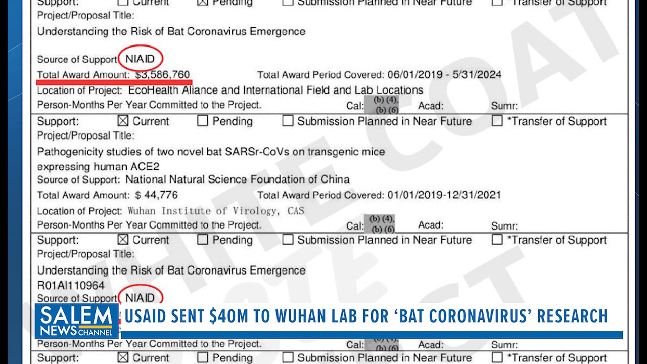 USAID Sent $40M To Wuhan Lab For ‘Bat Coronavirus’ Research Ending In 2019, FOIA Document Shows