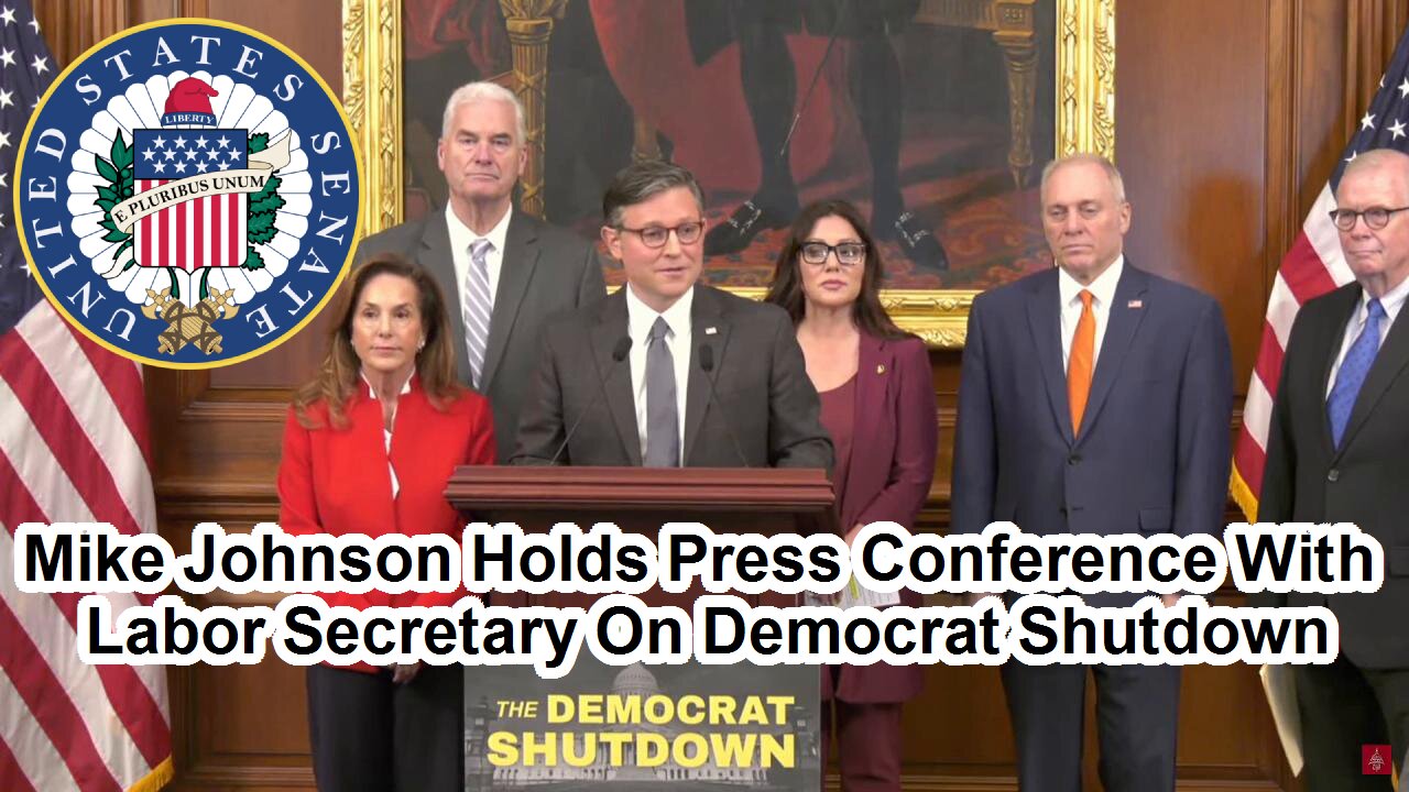 Mike Johnson holds press conference with labor secretary on Democrat shutdown – Nov. 4, 2025