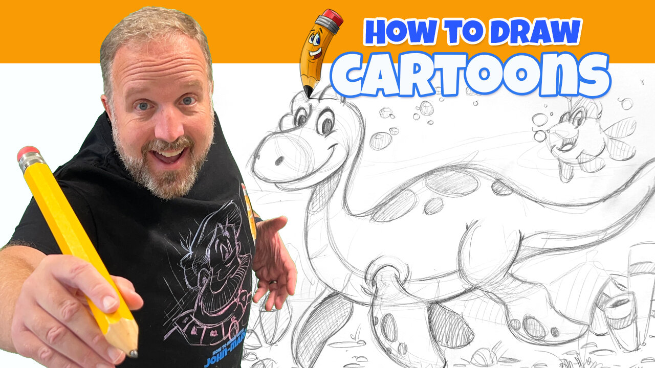How to draw a cartoon dinosaur