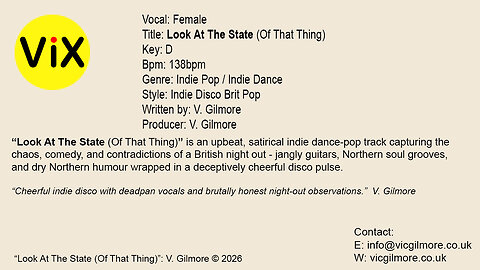 ViC Gilmore - Female Vocal - Look At The State (Of That Thing) (Key D) 138bpm (2026)