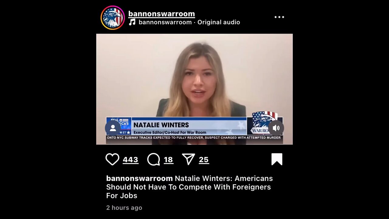 Captioned - Natalie Winters said foreign workers shouldn’t take over American jobs