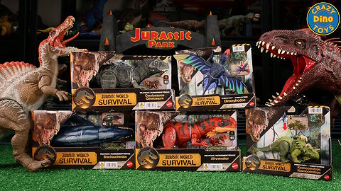New 5 Jurassic World Survival Dinosaur Toys Unboxed Afrovenator, Ceratosaurus, Brachauchenius Mattel