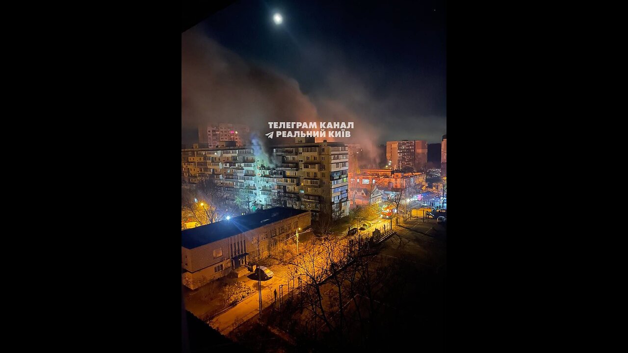 Attack on Kyiv and the moment of the collapse of a residential building in the Svyatoshynskyi
