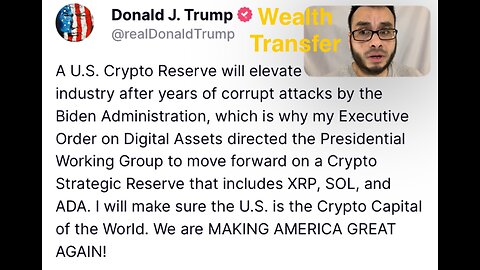 President Trump Confirmes Bitcoin XRP SOL And ADA U.S. Crypto Reserve !The Wealth Transfer is Near!